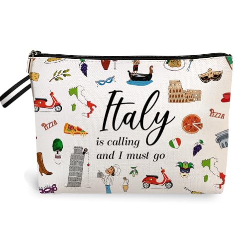 jepuyaya Make-up-Tasche, Kosmetiktasche, Reise-Reißverschluss, Geschenk für Frauen, Freunde, Schwester, Beige-Italy2, modisch von jepuyaya