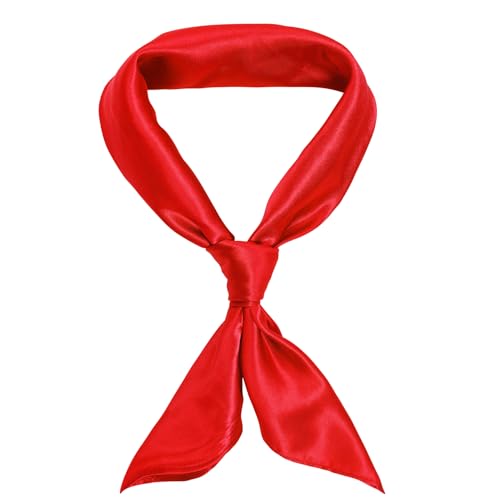 Damen Chiffon Seidentuch Schals Seidenschal Bandana Halstuch Kopftuch Geschenk Frauen Mädchen Halloween Karneval Kostüm Zubehör 60 * 60 cm (Rot, 60 * 60 cm/23.6 * 23.6 in) von jerbro