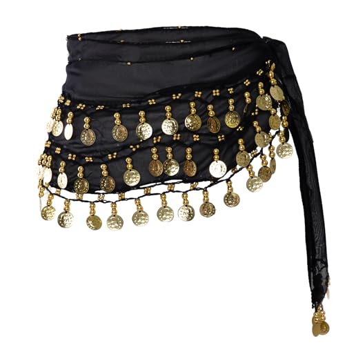 Damen Röcke Pailletten Rock Bauchtanz Gürtel Kostüm Mini Rock Cowgirl Tanzkleid Rave Hüfttuch Kostüm für Damen Mädchen (DE/NL/SE/PL, Alphanumerisch, Einheitsgröße, Regular, Regular, schwarz) von jerbro