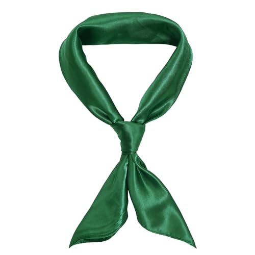 jerbro Damen Chiffon Seidentuch Schals Seidenschal Bandana Halstuch Kopftuch Geschenk Frauen Mädchen Halloween Karneval Kostüm Zubehör 60 * 60 cm (Dunkelgrün, 60 * 60 cm/23.6 * 23.6 in) von jerbro
