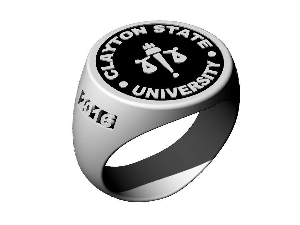 College-Ring Aus Schwarzer Emaille Im Modernen Stil von jerseyseller