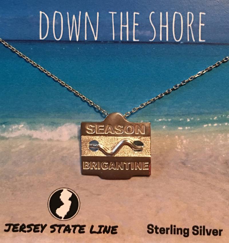 Brigantine - Jersey Shore Sterling Silber Strand Badge Halskette von jerseystateline