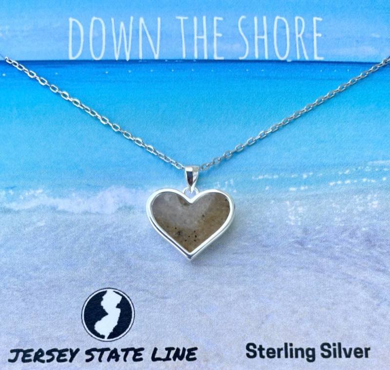 Neu Shore Line Sand Herz Halskette von jerseystateline