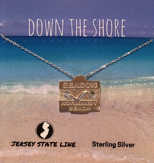 Normandie Strand - Jersey Shore Sterling Silber Strandabzeichen Halskette von jerseystateline