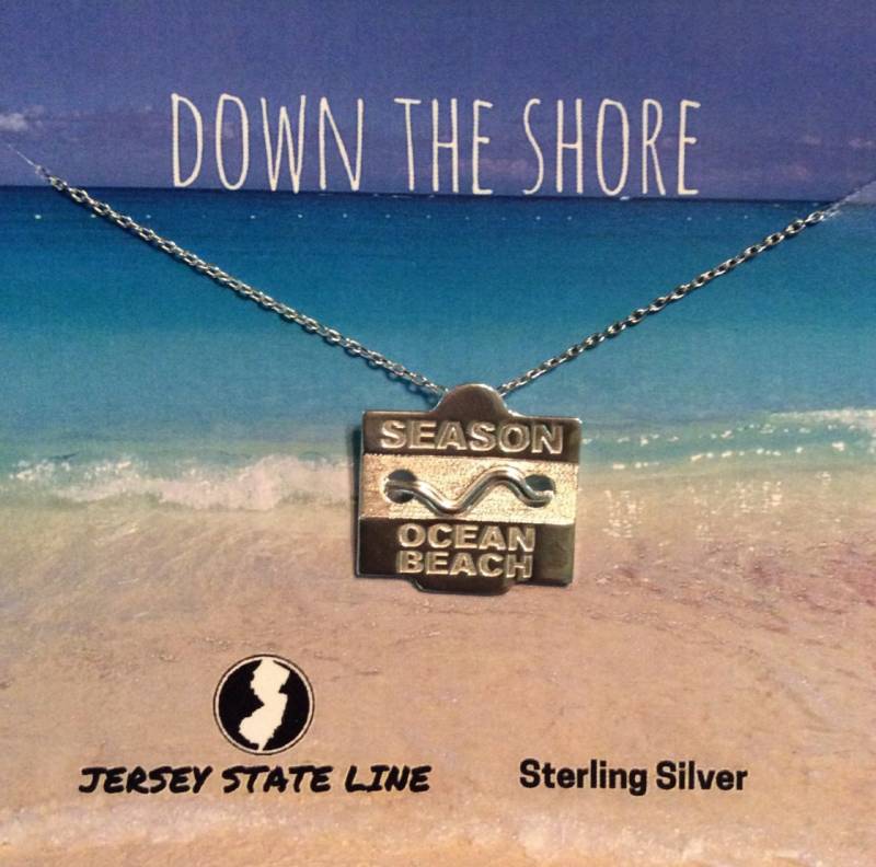Ocean Beach - Jersey Strand Sterling Silber Anstecker Halskette von jerseystateline