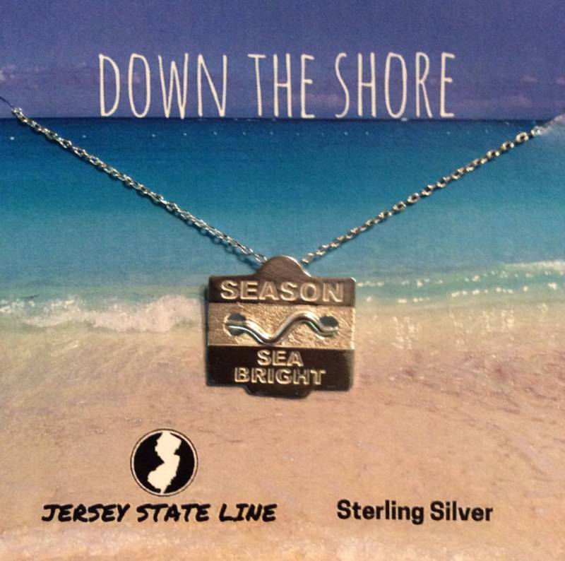 Sea Bright - Jersey Shore Sterling Silber Strandabzeichen Halskette von jerseystateline