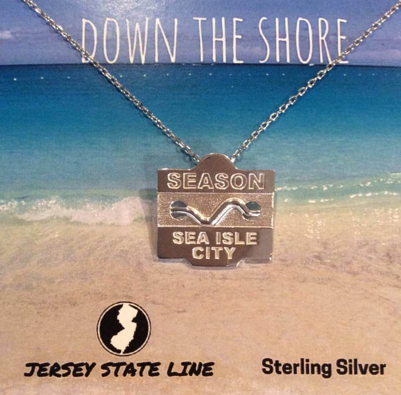 Sea Isle City - Jersey Shore Sterling Silber Strand Abzeichen Halskette von jerseystateline