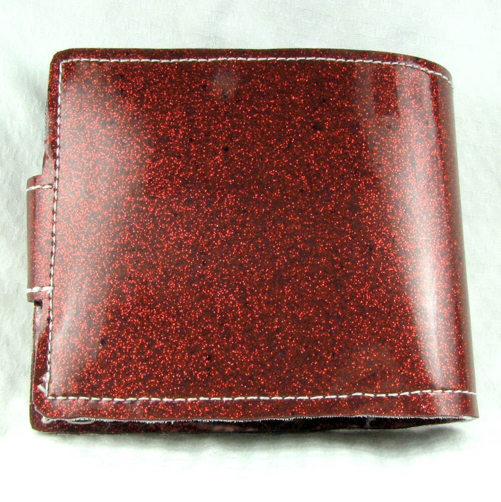 Vinyl Portemonnaie - Roter Glitzer Mit Wechselbarem Bilderfenster von jeshstuff