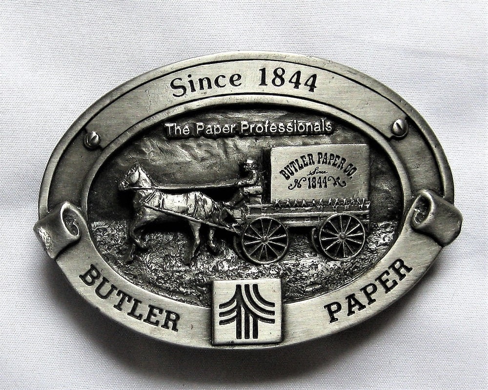 Zinn Gürtel Schnalle Oval Butler Paper Co. Seit 1844 Zinn Gürtel Schnalle Oval Butler Paper Co. Seit 1844 von jesscloset