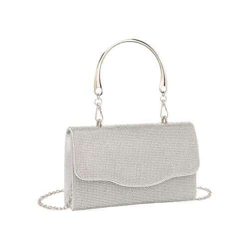 jessie Abendtaschen und Clutches, Frauen Abend Handtaschen Strass Formale Party Abend Clutch Geldbörsen für Frauen Hochzeit, Silber #003, Einheitsgröße von jessie