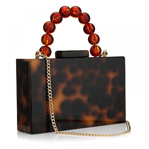jessie Acryl Geldbörsen Abend Clutch Bag Marmorierung Handtaschen für Frauen Crossbody Tasche mit Perlenkette Formale Hochzeit Prom Party, Leopard, Einheitsgröße von jessie