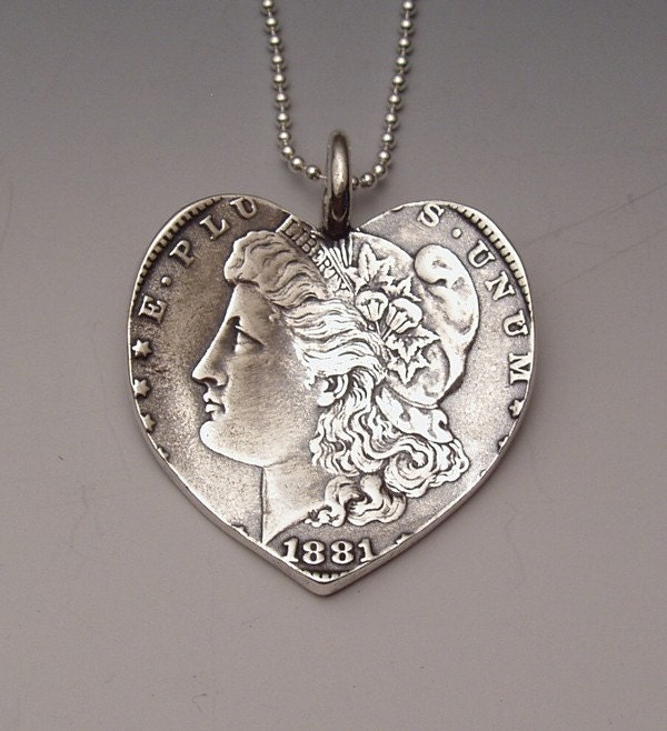 Herz Anhänger Aus Morgan Silber Dollar von jessiedriscoll