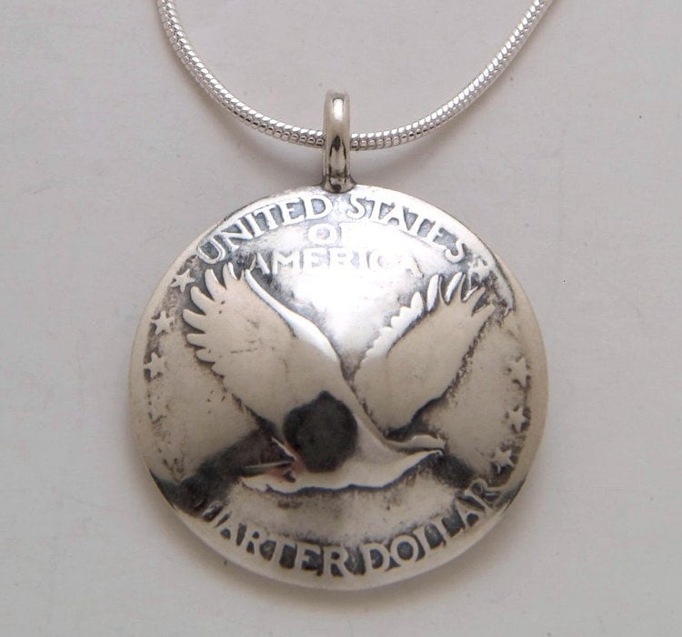 Silber Adler Anhänger Aus Vintage Us Silver Liberty Quarter Münze Silber Adler Anhänger Aus Vintage Us Silver Liberty Quarter Münze von jessiedriscoll