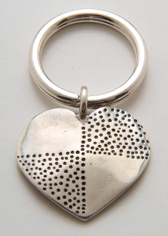 Silber Herz Dot Schlüsselanhänger Aus Vintage American Half Dollar Münze Gemacht von jessiedriscoll
