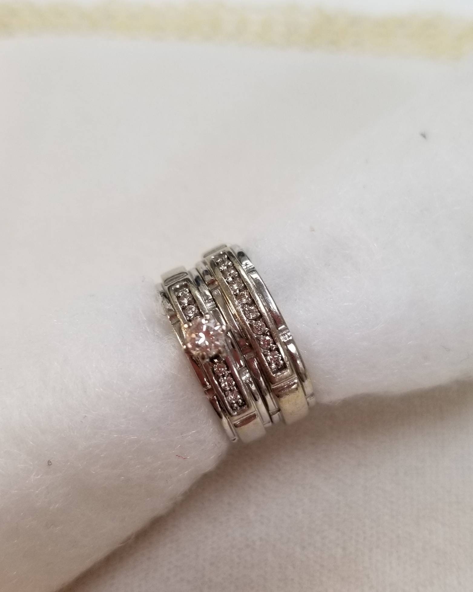 10K Weißgold Diamant Ring Set | Vor Eigenem 10K Weißgold Diamant Ring Set | Vor Eigenem von jessiemade4u