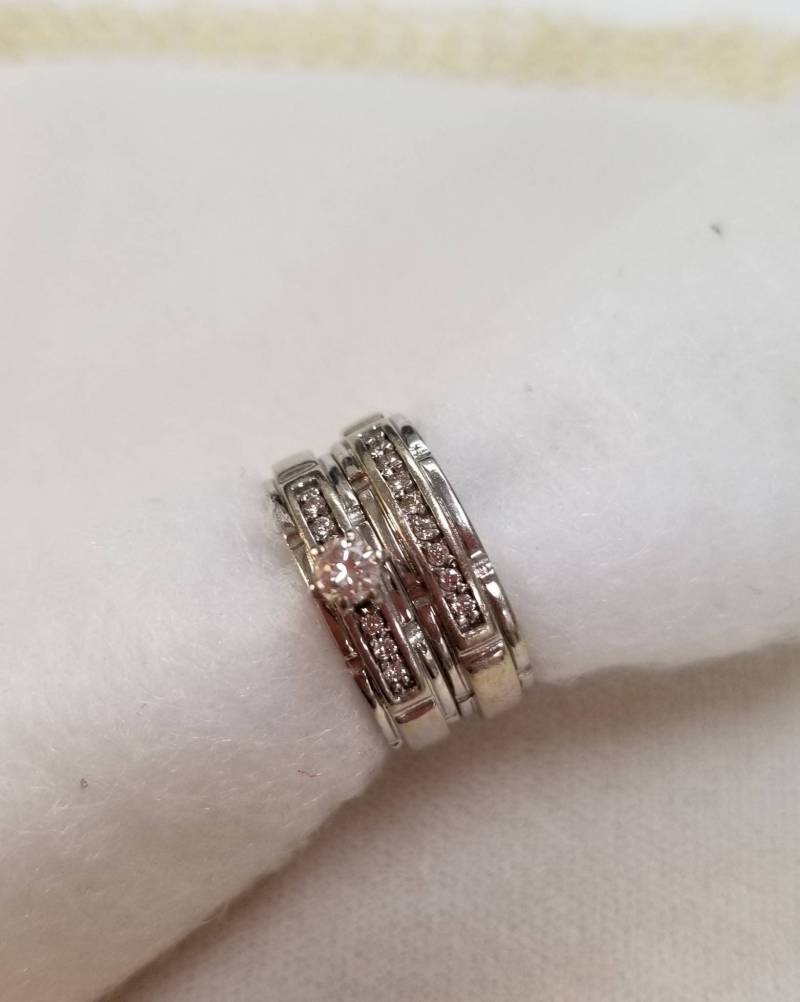 10K Weißgold Diamant Ring Set | Vor Eigenem von jessiemade4u