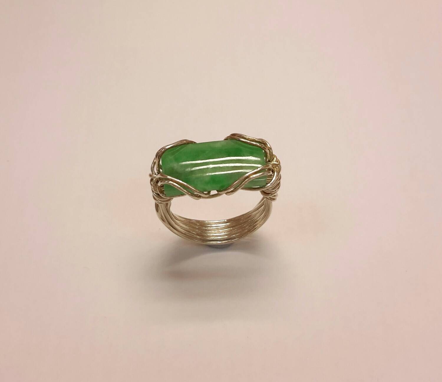 Jade-Ring, Silber Ringe, Draht-Umhüllung, Jade Ring Jade-Ring, Silber Ringe, Draht-Umhüllung, Jade Ring von jessiemade4u