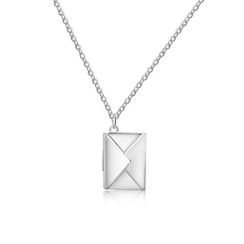 jewel Personalisierte Halskette 925 Silber Umschlag Anhänger Halskette für Mutter Tochter Gravierte Namenskette Geschenk für Geburtstag Weihnachten (Silber) von Jewel Zone US