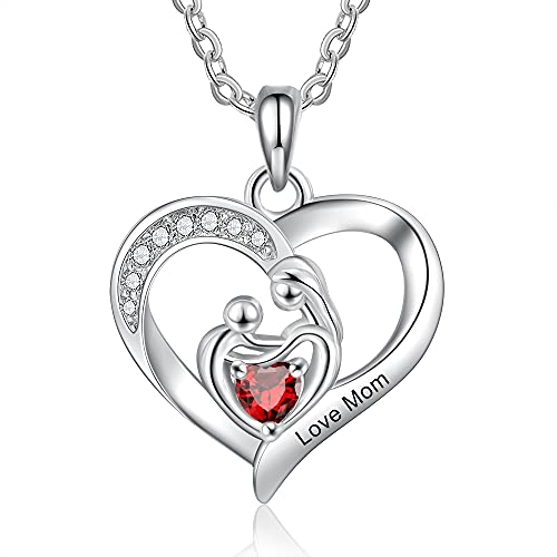 jewel Personalisierte Namenskette Mutter Tochter Kette mit Gravur Herzkette für Frauen Mutter und Baby Liebe Herz Anhänger Halsketten Damen Geschenk für Mama (Silber 1) von Jewel Zone US