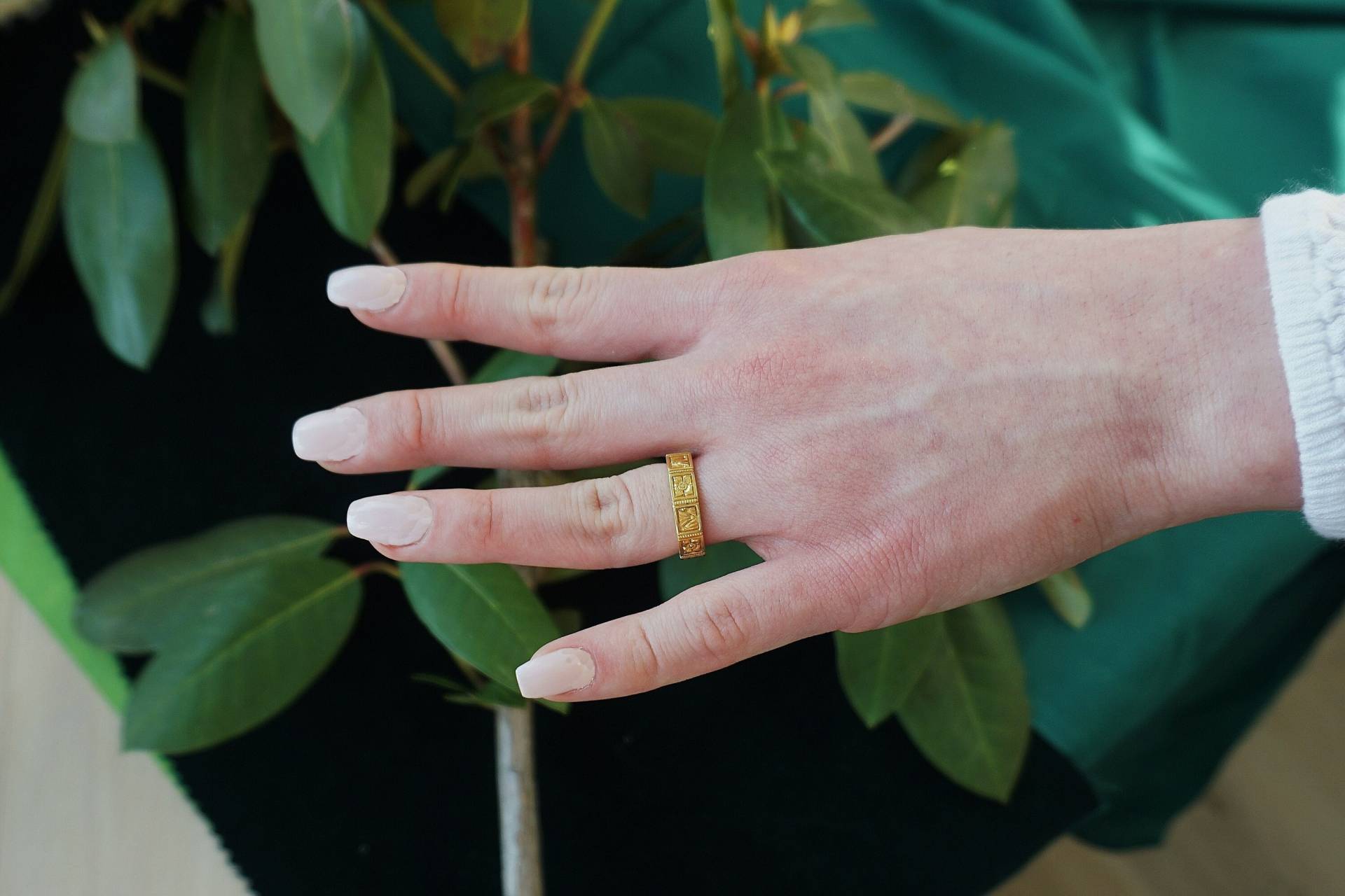 Art Deco Bandring - Handgravierter Gold 14K 18K Personalisierter Ring von jewelAbench