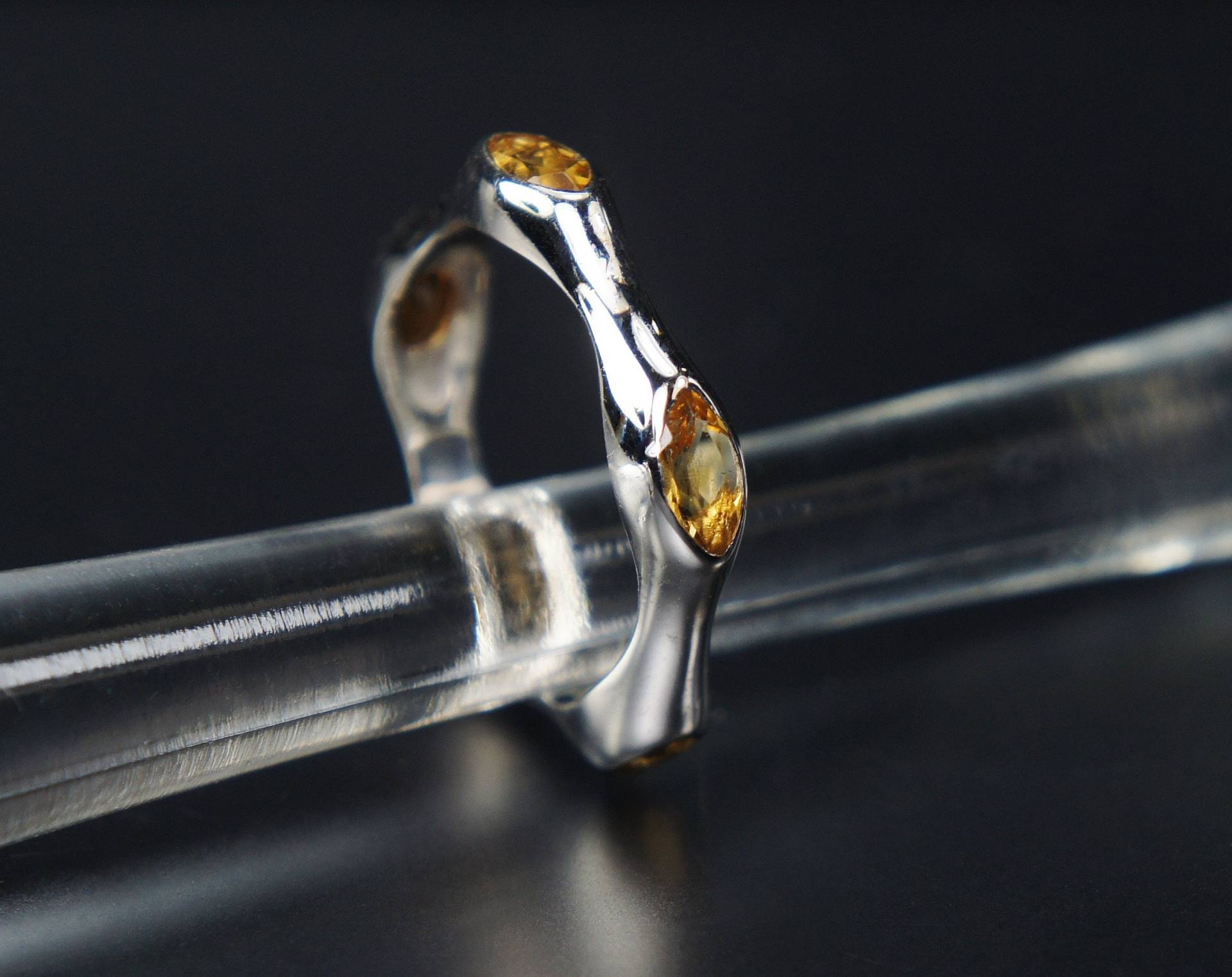 Gelber Saphir Band Ring - Multi Stone Gold 14K Weißgold Marquise von jewelAbench