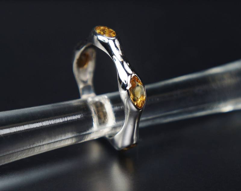 Gelber Saphir Band Ring - Multi Stone Gold 14K Weißgold Marquise von jewelAbench