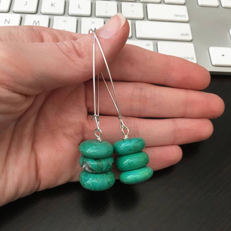 Große Grün-Türkis-Edelstein-Ohrringe von jewelbytessyla