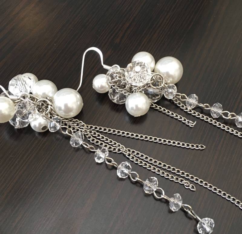 Kristall Braut Ohrringe Lange Baumeln Statement Kette Für Hochzeit von jewelbytessyla