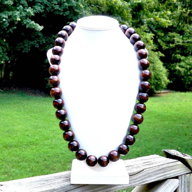 Lange Holz Halskette Holzkette Chunky Große Boho 25mm Holzperlenkette Beach Vibe von jewelbytessyla