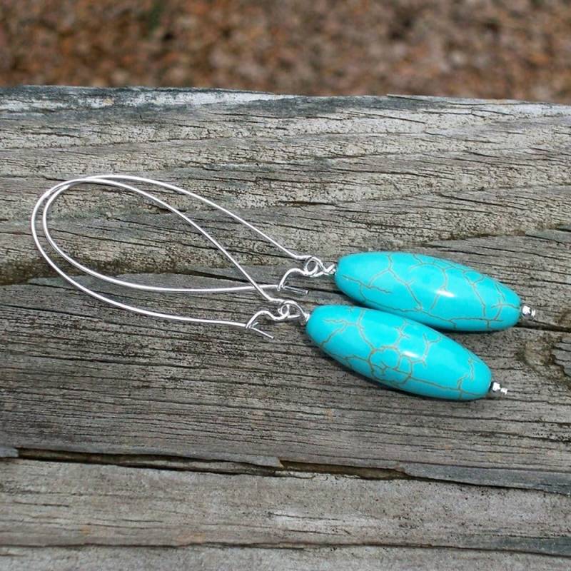 Lange Türkis Ohrringe Oval Große Türkisfarbene Creolen von jewelbytessyla