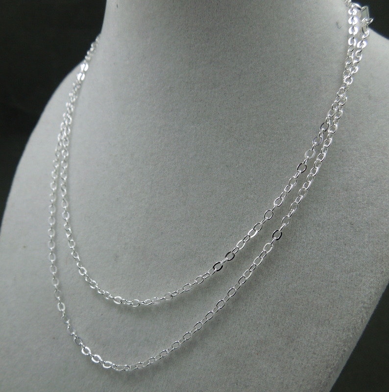 23 "-24" Kette Fertig Halskette Versilbert Flachkabel Karabinerverschluss 1, 3 Mm Versilbert von jewelersparadise