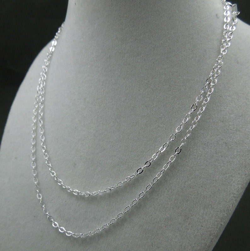 24 "Kette Fertig Halskette Versilbert Flachkabel Kette Karabinerverschluss 1.3 Mm - Versilberte 24" Kette 20 Ketten von jewelersparadise