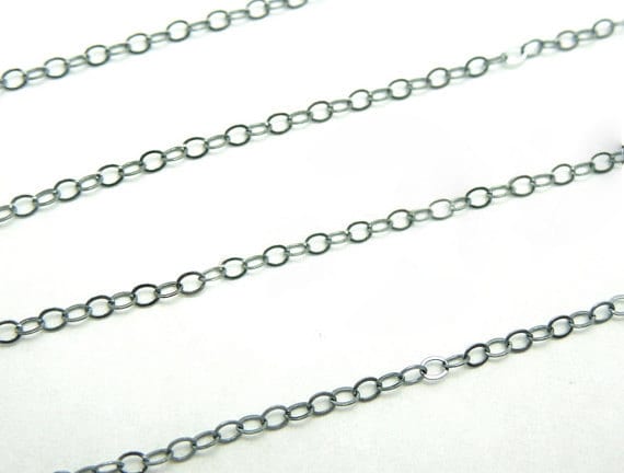 25 Sterling Silber Kette - 18 "Fertige Halskette Oxidiertes .925 Flachkabel Federverschluss 1.3 Mm- Ketten | Chn-Rm-B5-03 von jewelersparadise