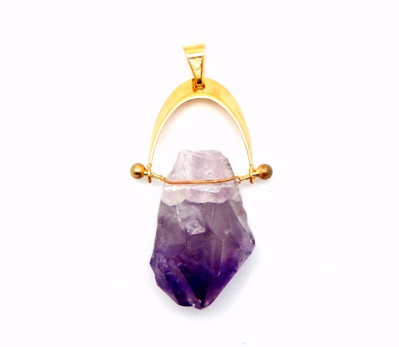 Amethyst-Spitzenanhänger - Roher Mit 24 Karat Vergoldeter Öse | S70B11-03 von jewelersparadise