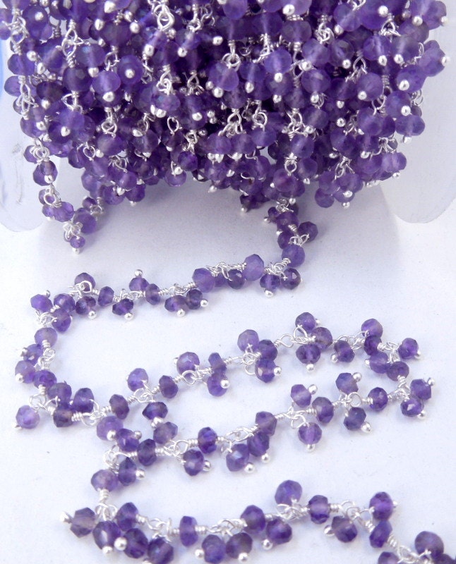 Amethyst Wire Wrapped Baumelnde Perlenkette - Versilbert Baumeln-Kette Pro Fuß | Chn-201 von jewelersparadise