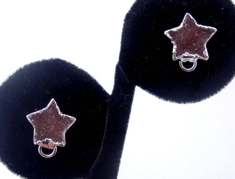 Druzy Quarz Sterne Ohrstecker Mit Schlaufe - Erhältlich in 24K Gold Galvanisiert Oder Silber S15B3-01 von jewelersparadise