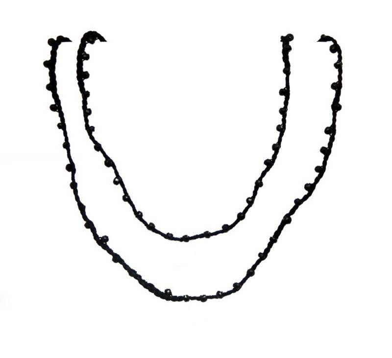 Edelstein Perlen Kette Fertige 18 "Schwarze Spinell Perle Auf Schwarzer Häkelkette Mit Gold Karabinerverschluss | 9Brownshelf-120-03 von jewelersparadise