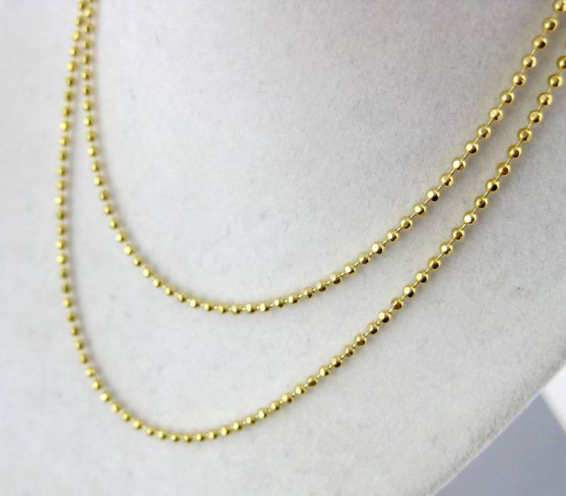 "Goldkette - 18 "1, 5 Mm Gold Fill Fertig Kugelkette Mit Herz Anhänger | Zz-21-5 Ketten Groß Lot von jewelersparadise