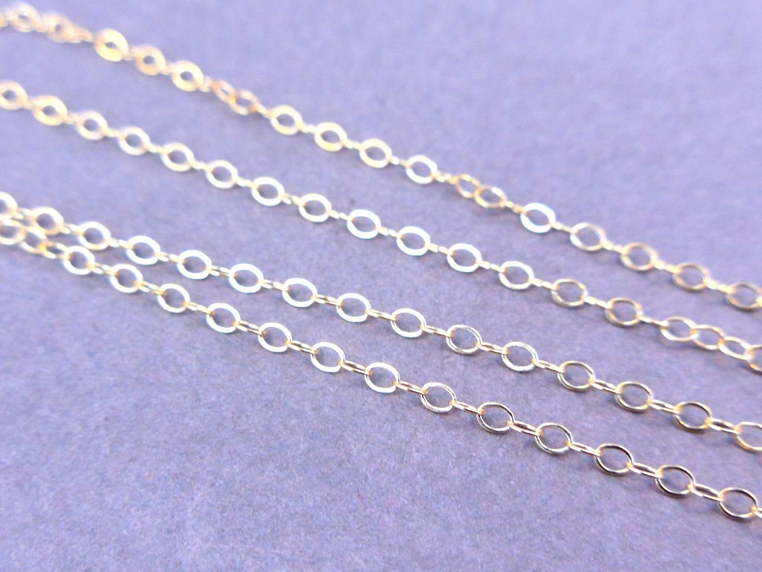 Grosshandel 14 Kt. Gold Fill Kette Beendete 16 "Flachkabel Federverschluss Petit 1.3mm Massenlos 100 Ketten von jewelersparadise