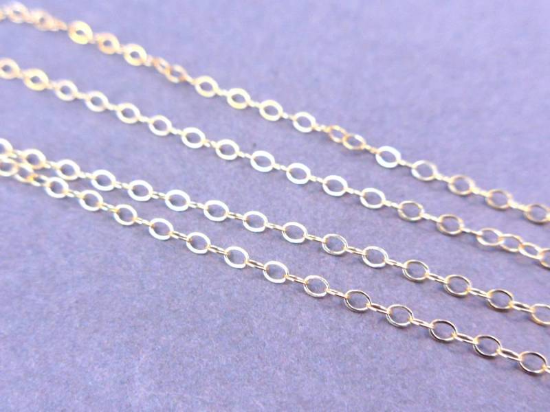 Grosshandel 14 Kt. Gold Fill Kette Beendete 16 "Flachkabel Federverschluss Petit 1.3mm Massenlos 100 Ketten von jewelersparadise