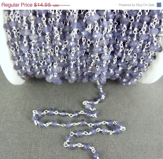 Iolith Wire Wrapped Perlenkette - Auf Sterlingsilber Oder Versilberte Rosenkranz Stil Kette Pro Fuss | Chn-237S-Chn-237B von jewelersparadise