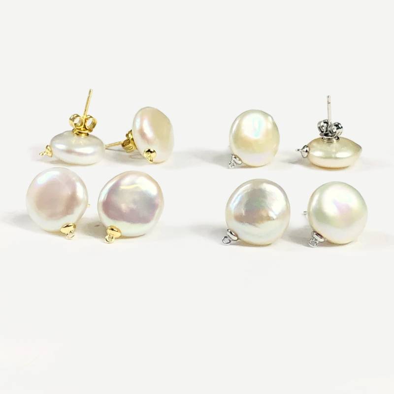 Perlenrunde Ohrstecker Mit Sterlingsilber Oder Gold Vermeil-Rücken Und Anhängeröse | Lab von jewelersparadise