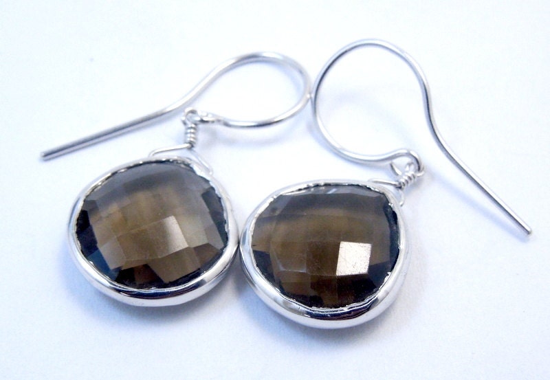 Rauchquarz Tropfen Ohrringe Mit Sterling Silber Einfassungen Und Ohrhaken | S70B1-04 von jewelersparadise