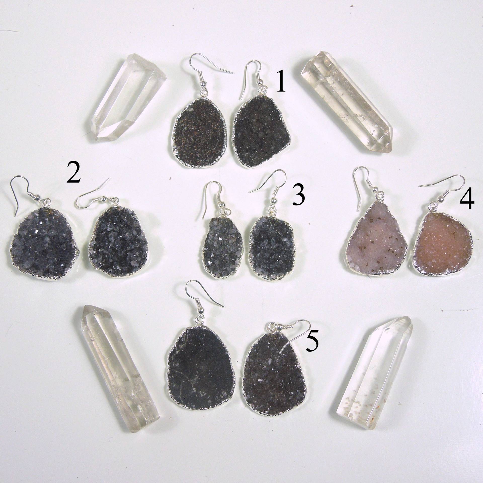 Runde Druzy Ohrringe Electroplated Silber - Sie Wählen | S56B24A-12 von jewelersparadise