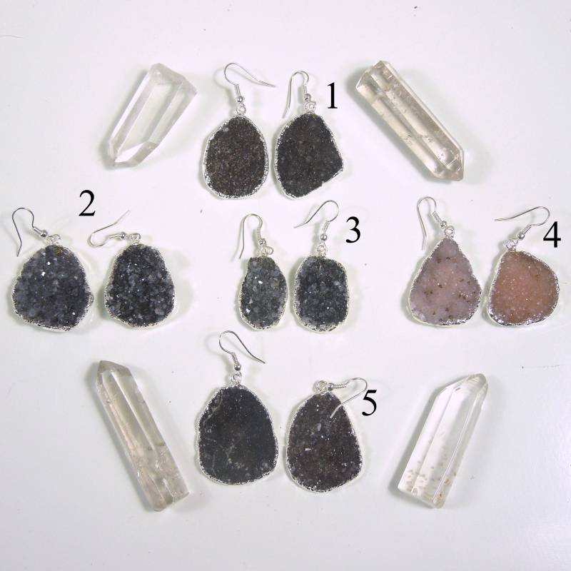 Runde Druzy Ohrringe Electroplated Silber - Sie Wählen | S56B24A-12 von jewelersparadise