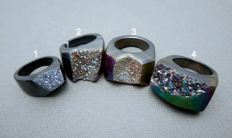 Schöner Schwarzer Titan Druzy Druzzy Statement Ring - Sie Wählen Größe 7 | Charge G-1808 von jewelersparadise
