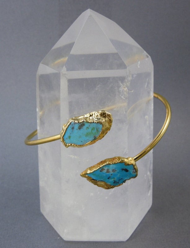 Türkis-Verstellbares Arm-Band-Manschettenarmband 24K Gold Galvanisiert | 9Brownshelf-17-03 von jewelersparadise