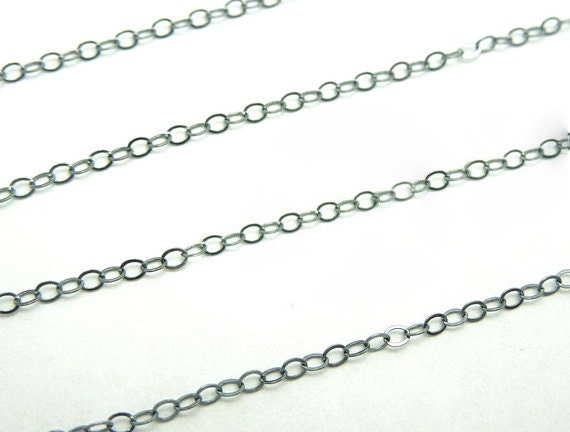 sterling Silber Kette - 16 "Fertige Halskette Oxidiertes .925 Flachkabel Mit Federverschluss 1.3mm 5 Kette | Chn-Rm-B5-02 von jewelersparadise