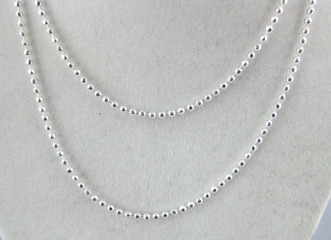 sterling Silber Kette - 18 "Diamantschliff 1, 5 Mm Ball Fertige - 20 Ketten Großpartie | Zz-01 von jewelersparadise