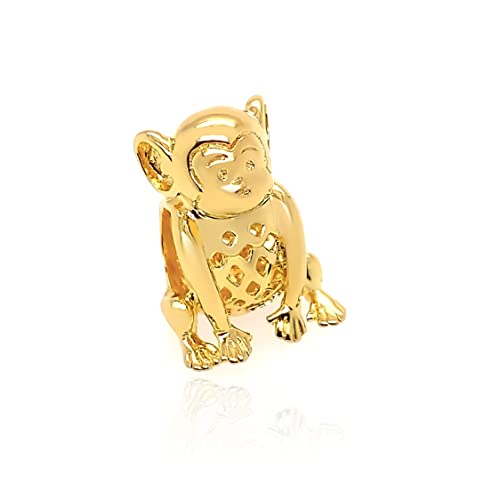 Charm-Anhänger in Affenform für Pandora-Armbänder, Limited Edition, 18 Karat vergoldet, 925er Sterlingsilber von Jewellbox
